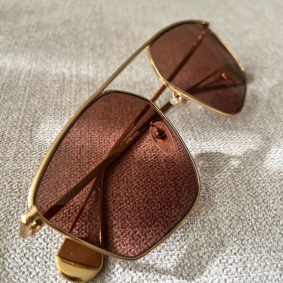 Gucci Gold and Brown Aviator Sunglasses - Picture 1 of 8